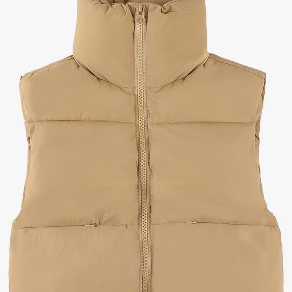Amazon Tan Cropped Puffer Vest